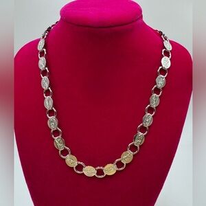 Vintage SARAH COVENTRY Floral Medallion Silver-Tone Necklace ~15”